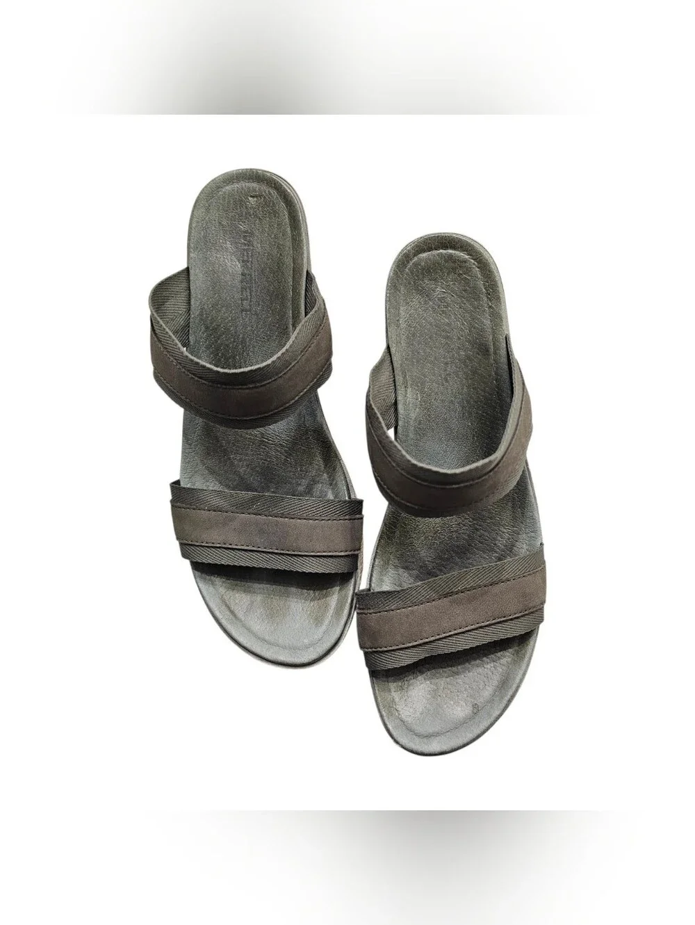 Merrell Women's Wedge Slide Sandals Gray Black Slip On Comfort Straps US 8